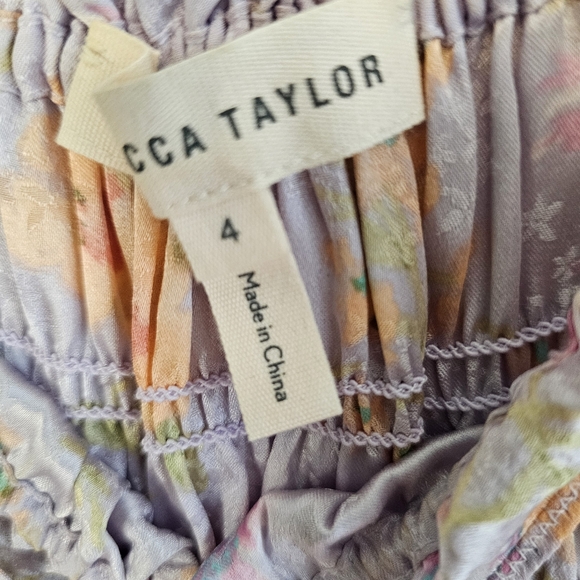 Rebecca Taylor Emilia 100% Silk Jacquard Lavender Combo Tank Midi Dress Size 8 - Picture 6 of 8